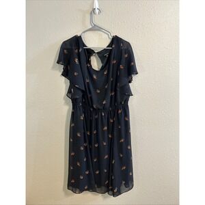 Torrid Womens Fox Print Chiffon Skater Dress Cold Shoulder Black Plus Size 2